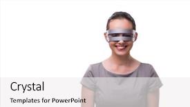  Presentation with cyber cybersecurity be aware - PPT theme with android device - techno cyber woman isolated background and a white colored foreground