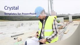  Presentation with electronic - PPT layouts with android project - construction manager using electronic tablet background and a sky blue colored foreground