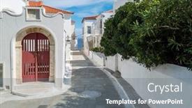  Presentation with cyclades - Presentation design enhanced with andros-island-destination-greece-cyclades background and a gray colored foreground