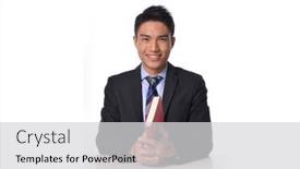  Presentation with man wear black suit - Presentation theme featuring andsome-fashion-model-elegant-man background and a light gray colored foreground