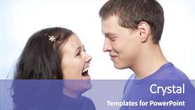  Presentation with couple - Audience pleasing PPT theme consisting of anecdote - beautiful loving young couple smiling backdrop and a  colored foreground