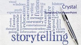  Presentation with storytelling - Colorful theme enhanced with anecdote - story and storytelling word cloud backdrop and a sky blue colored foreground