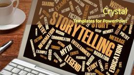  Presentation with storytelling - Presentation having anecdote - storytelling word cloud background and a tawny brown colored foreground