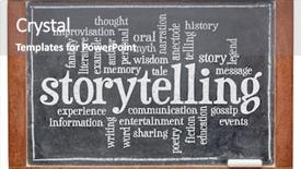  Presentation with storytelling - Cool new theme with anecdote - storytelling word cloud backdrop and a gray colored foreground