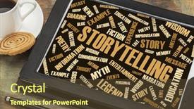 Presentation with storytelling - Theme with anecdote - storytelling word cloud background and a tawny brown colored foreground