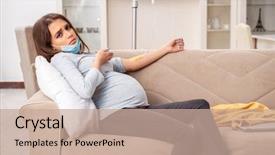  Presentation with anemia - Presentation theme featuring anemia - sick pregnant woman suffering background and a coral colored foreground