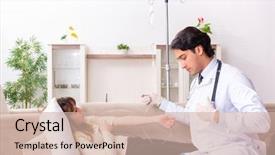  Presentation with doctor visiting family - Cool new PPT layouts with anemia - young handsome doctor visiting female backdrop and a soft green colored foreground