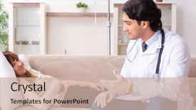  Presentation with doctor visiting family a new born - Presentation with anemia - young handsome doctor visiting female background and a soft green colored foreground