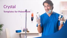  Presentation with anemia - PPT theme enhanced with anemia - young male doctor in blood background and a sky blue colored foreground