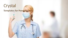  Presentation with mask nurse - Theme having local anesthesia - healthcare and medical concept background and a  colored foreground