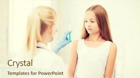  Presentation with medical concept - Presentation design enhanced with side portrait of handsome young businessman on abstract digital business chart background interface media and infograph concept double exposure background and a light gray colored foreground.