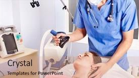  Presentation with hospital mask - Colorful presentation theme enhanced with anesthesiologists - doctor giving oxygen mask backdrop and a coral colored foreground