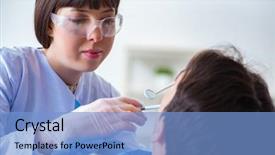  Presentation with anesthetic - Cool new slide deck with anesthetic - woman dentist doctor with male backdrop and a light blue colored foreground