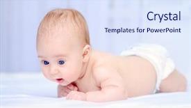  Presentation with baby intensive care - Slide deck with portrait of a sweet three background and a sky blue colored foreground