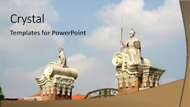  Presentation with knight - Slide set featuring red door women s - angel and knight's sculpture background and a light blue colored foreground