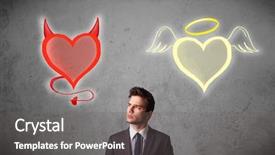  Presentation with devil angel - Colorful presentation theme enhanced with angel and the devil backdrop and a gray colored foreground