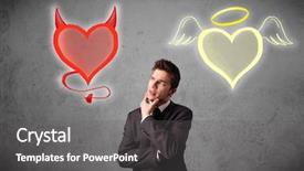  Presentation with devil angel - Presentation theme featuring angel and the devil background and a gray colored foreground