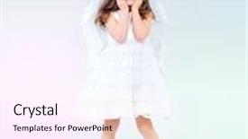  Presentation with angel wings - PPT theme with angel children girl with white wings background and a pink colored foreground
