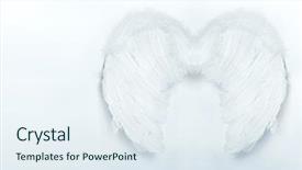  Presentation with angel wings - Colorful PPT theme enhanced with angel feather wing on white backdrop and a sky blue colored foreground