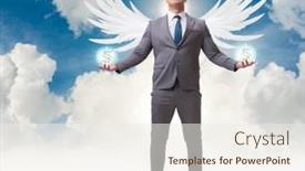  Presentation with angel wings - Theme enhanced with angel-investor-concept-with-businessman background and a sky blue colored foreground