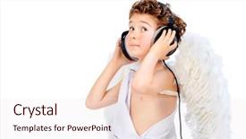  Presentation with heaven - Theme featuring angel listening to music background and a  colored foreground