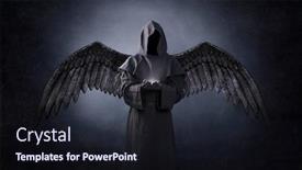  Presentation with death - Amazing PPT layouts having angel-of-death-with-soul backdrop and a wine colored foreground