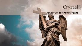  Presentation with christianity - Slide set with angel-over-cloudy-sky-background background and a soft green colored foreground
