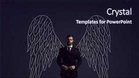  Presentation with sponsor - Beautiful theme featuring angel over dark background investment backdrop and a wine colored foreground