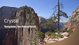  Presentation with crash landing on you - Audience pleasing presentation theme consisting of angel's landing high above zion canyon national park in southern utah backdrop and a dark gray colored foreground