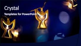  Presentation with christmas angel - Slide deck featuring angel shaped christmas lights background and a navy blue colored foreground