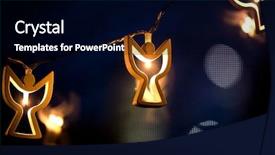  Presentation with christmas angel - Presentation theme having angel shaped christmas lights background and a black colored foreground