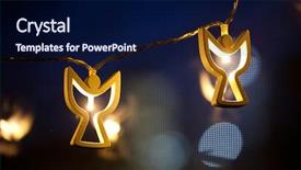  Presentation with christmas angel - PPT layouts having angel shaped christmas lights background and a navy blue colored foreground