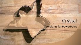  Presentation with angel - Colorful PPT theme enhanced with angel-shaped metal cookie cutter backdrop and a coral colored foreground