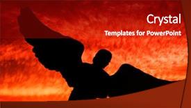  Presentation with devil and angel - Theme featuring angel silhouette during dramatic sunset background and a crimson colored foreground