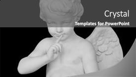  Presentation with angel in white - Slides consisting of angel-statue-isolated-on-white and a dark gray colored foreground