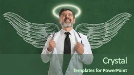  Presentation with angel - Beautiful PPT theme featuring angel wings and halo backdrop and a ocean colored foreground