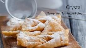  Presentation with angel wings - Colorful presentation design enhanced with angel wings biscuits a traditional european sweet dish for carnival backdrop and a light blue colored foreground