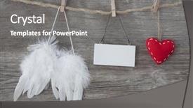  Presentation with angel wings - Beautiful PPT theme featuring angel wings with heart backdrop and a gray colored foreground