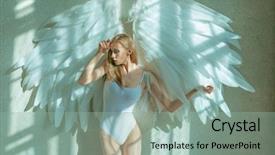  Presentation with sensuality woman black angel relaxing - Slides having angel woman posing in studio background and a mint green colored foreground