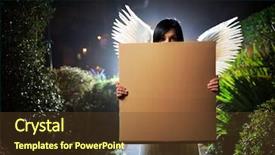  Presentation with angel wings - Slide set with angel woman with white wings background and a tawny brown colored foreground