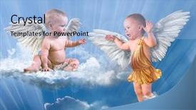  Presentation with angel - Presentation theme having angel background and a light blue colored foreground