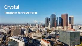  Presentation with downtown los angeles - Cool new theme with angeles city skyline with blue backdrop and a teal colored foreground