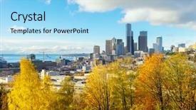  Presentation with los angeles - Amazing slide deck having angeles from hill with flourish backdrop and a light blue colored foreground