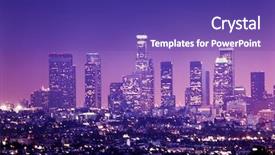  Presentation with downtown los angeles - Theme with angeles skyline at night california background and a violet colored foreground