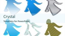  Presentation with angels - Presentation design featuring angels silhouettes with the gift isolated on the white background background and a sky blue colored foreground