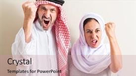  Presentation with arabic woman - PPT theme enhanced with anger crazy and yelling background and a coral colored foreground