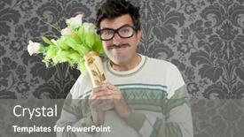  Presentation with violent - Cool new theme with anger funny man violent threat expression with flowers vase backdrop and a gray colored foreground