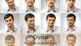  Presentation with superstition different templets - PPT layouts having anger happiness - collage of young man expressing background and a coral colored foreground