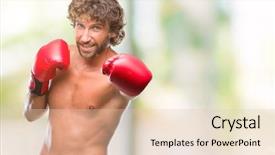  Presentation with fight two boxer boxing - Cool new PPT theme with anger happiness - handsome hispanic boxer man wearing backdrop and a lemonade colored foreground