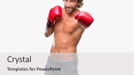  Presentation with fight two boxer boxing - Amazing theme having anger happiness - handsome hispanic boxer man wearing backdrop and a light gray colored foreground